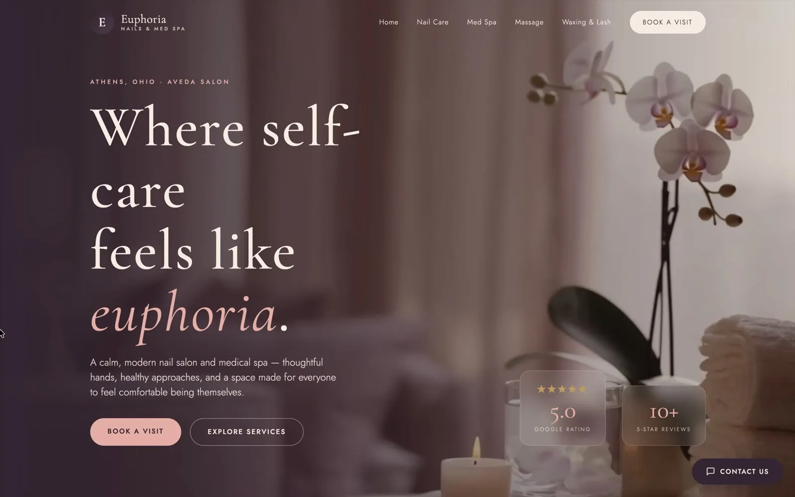 Bespoke spa build website built by Slate Marketing LLC